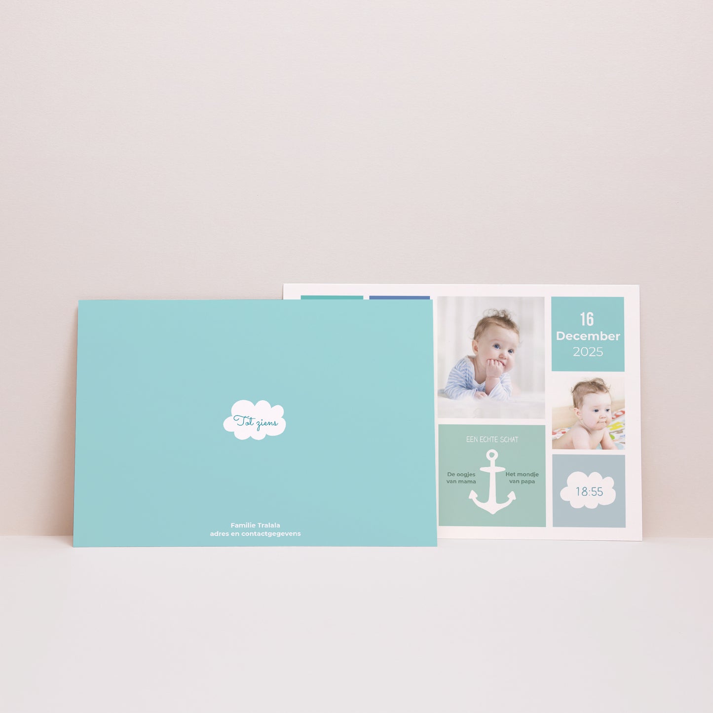 Uitnodigingskaart Geboorte Landschap Kleine boten foto N° 2