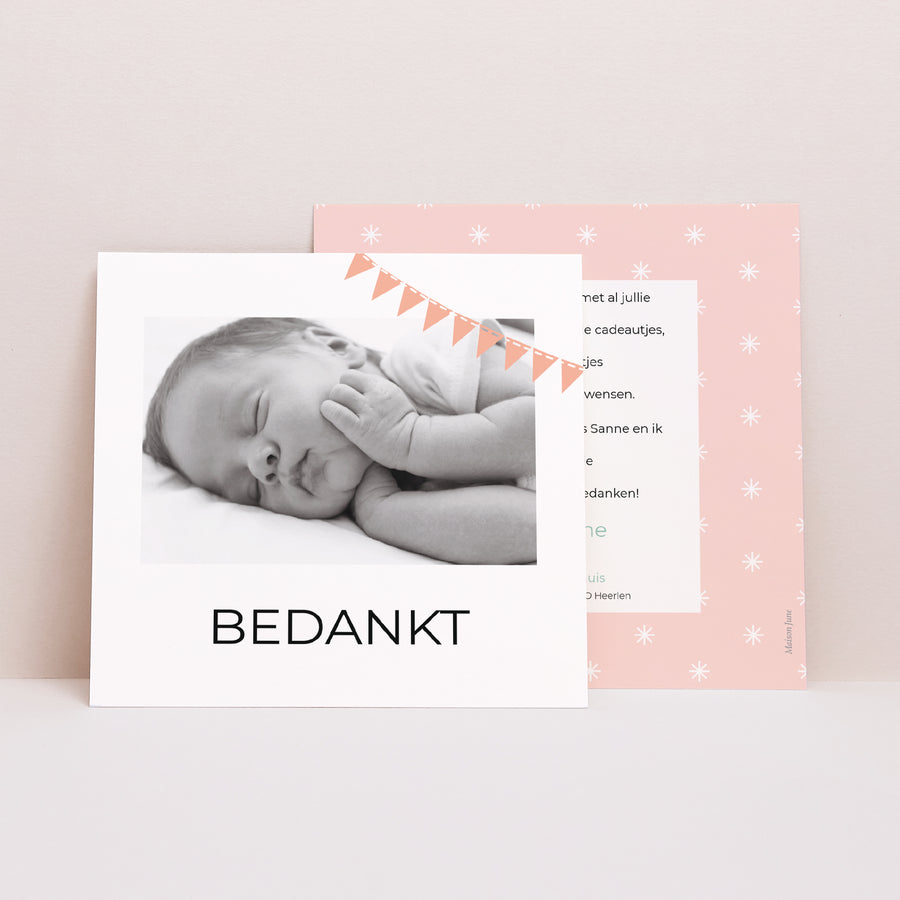 Bedankkaart Geboorte Vierkant Op een wolk foto