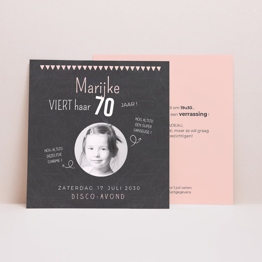 Uitnodigingen Verjaardag Volwassene Vierkant 70 jaar leisteen foto