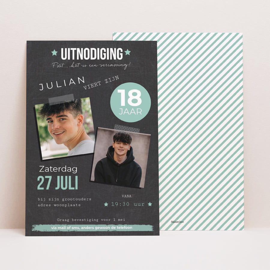 Uitnodigingen Verjaardag Volwassene Portret Pop 18 foto