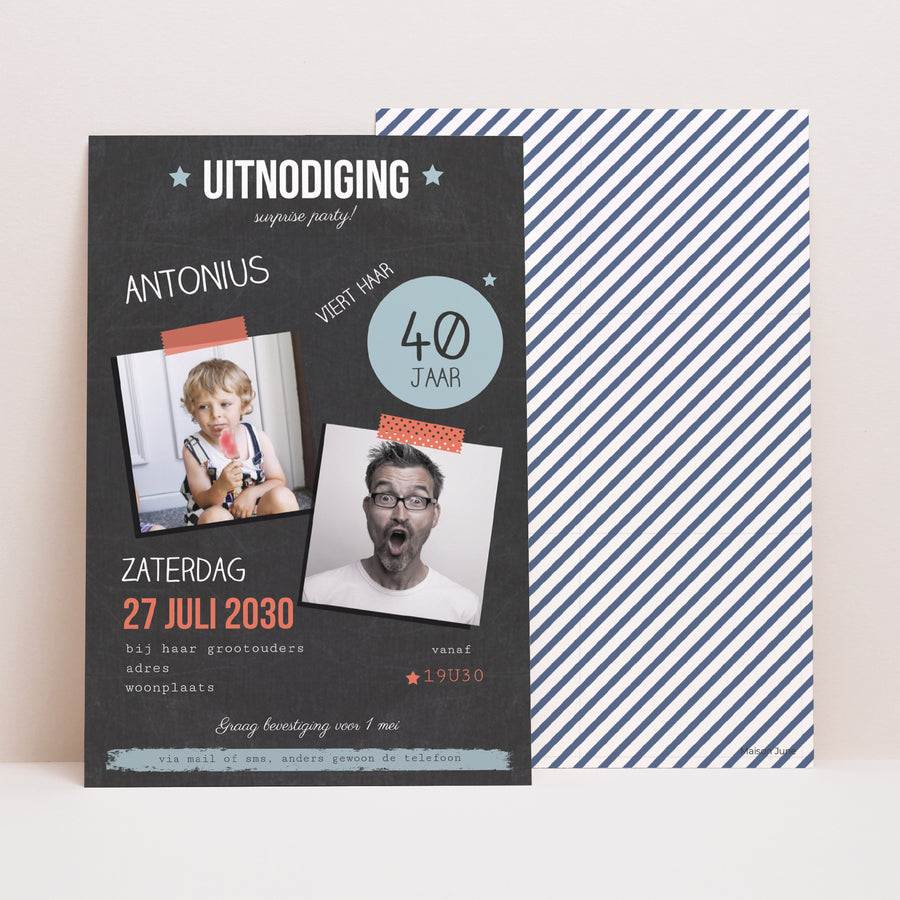 Uitnodigingen Verjaardag Volwassene Portret Pop 40 ans foto