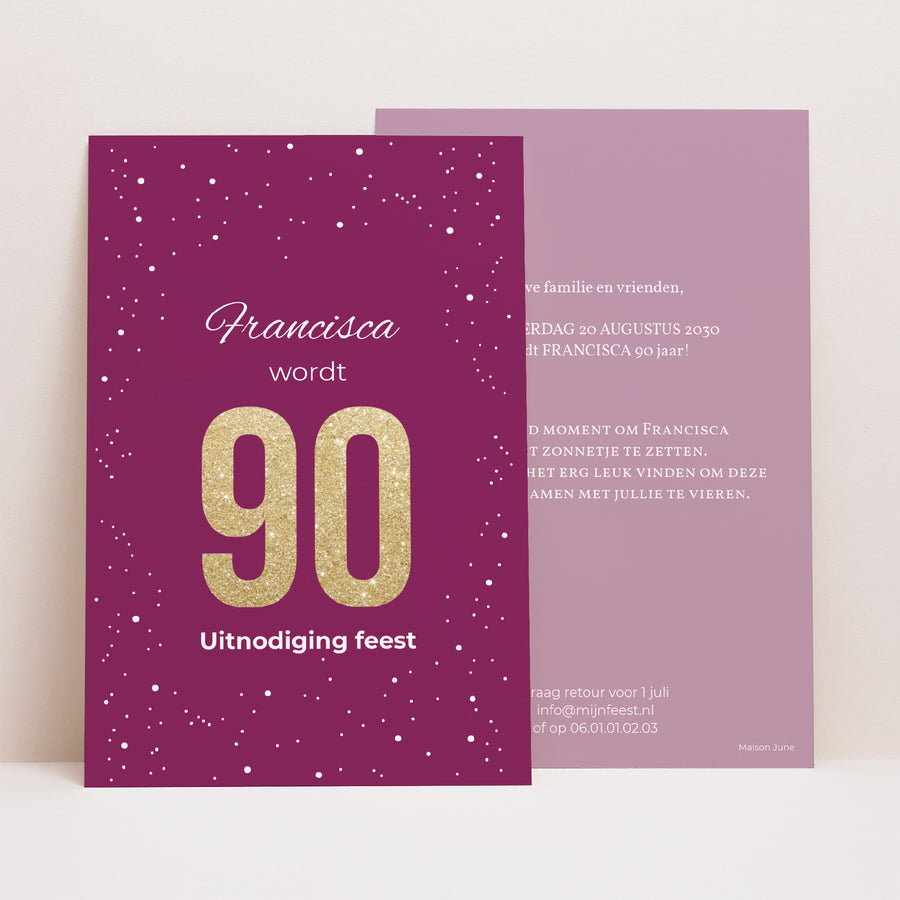 Uitnodigingen Verjaardag Volwassene Portret 90 gouden jaren foto