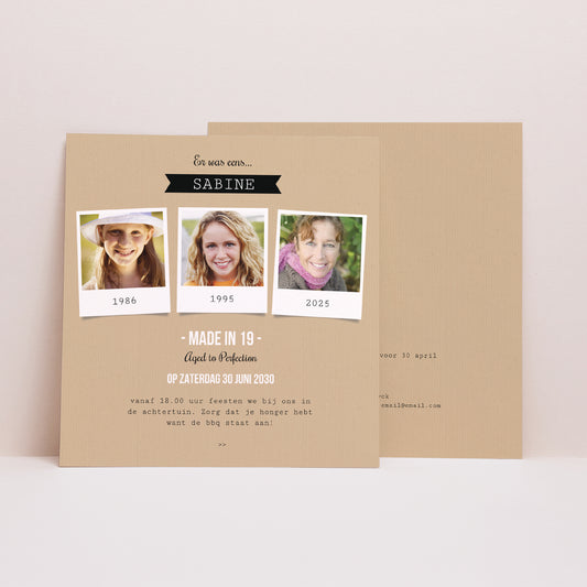 Uitnodigingen Verjaardag Volwassene Vierkant 50 dia foto