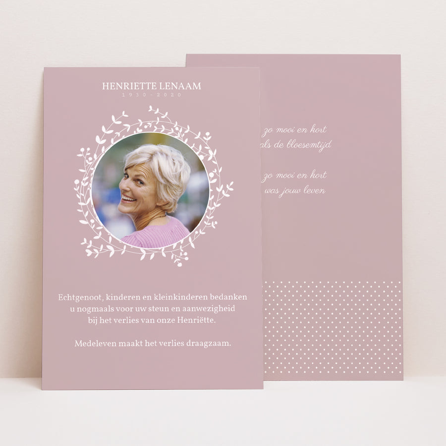 Uitnodigingskaart Overlijden Portret Witte kroon foto