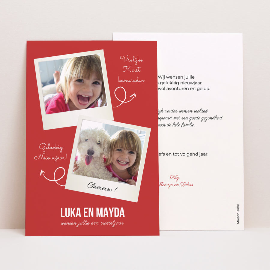 Kerstkaart Eindejaar Portret Vintage Pola foto