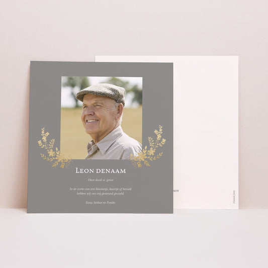 Uitnodigingskaart Overlijden Vierkant Halogeen gedenken foto