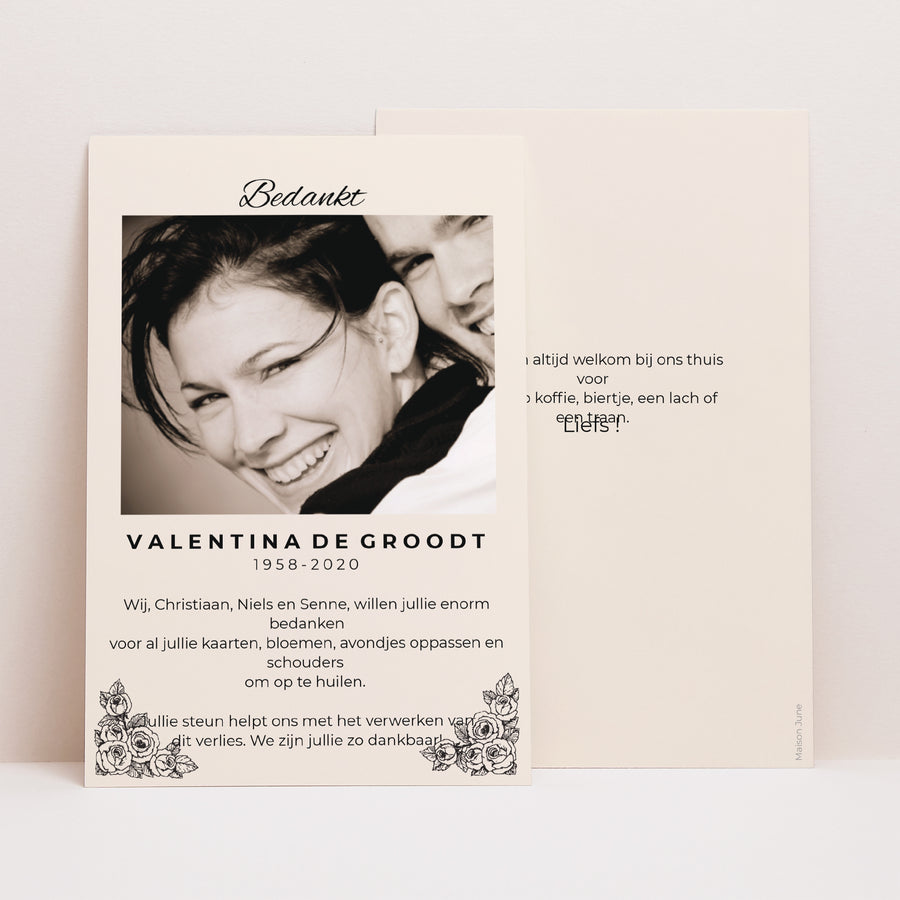Uitnodigingskaart Overlijden Portret Sérénité foto