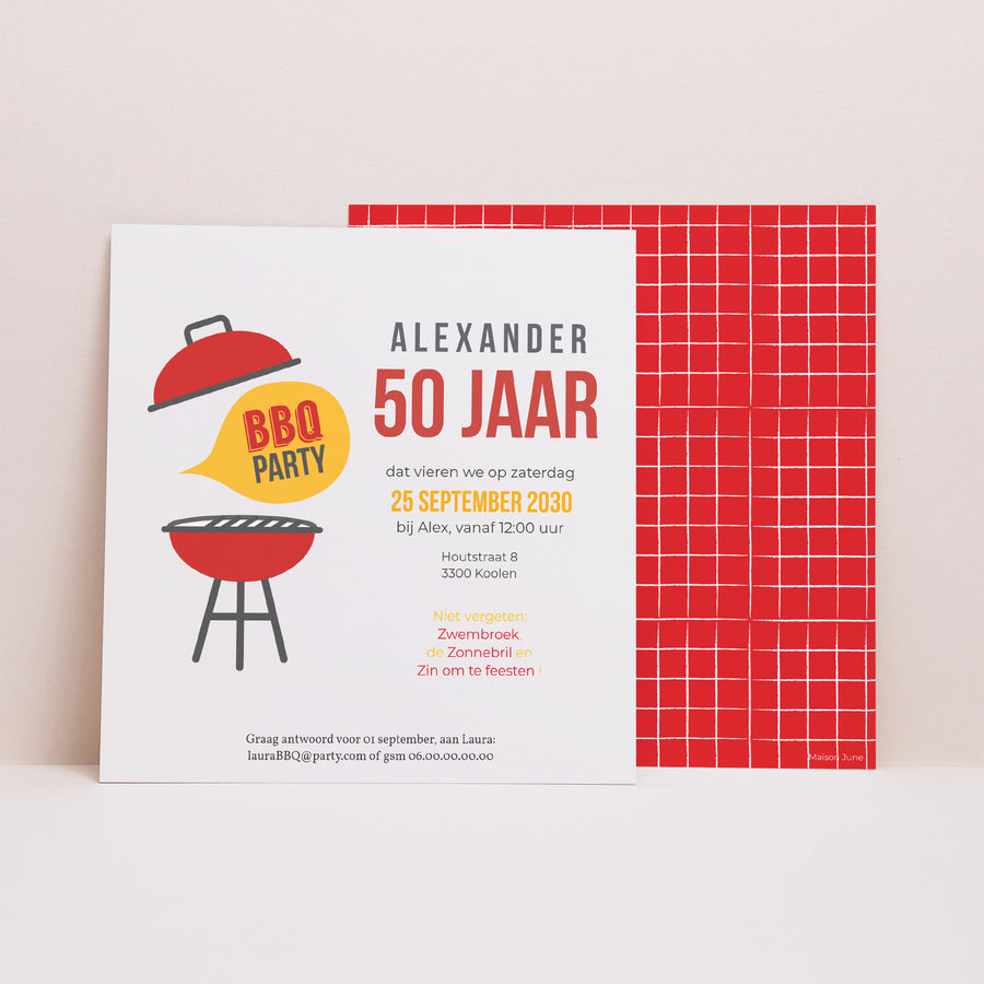 Uitnodigingen Verjaardag Volwassene Vierkant BBQ-feest foto