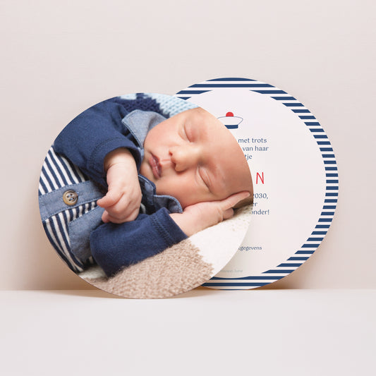 Uitnodigingskaart Geboorte Rond Kleine mousse foto