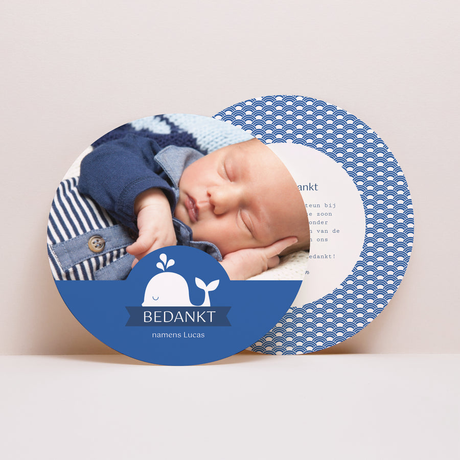 Bedankkaart Geboorte Rond Baleineau foto