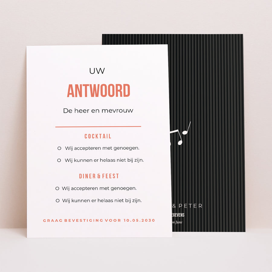 RSVP kaart Huwelijk Portret Vinylschijf foto