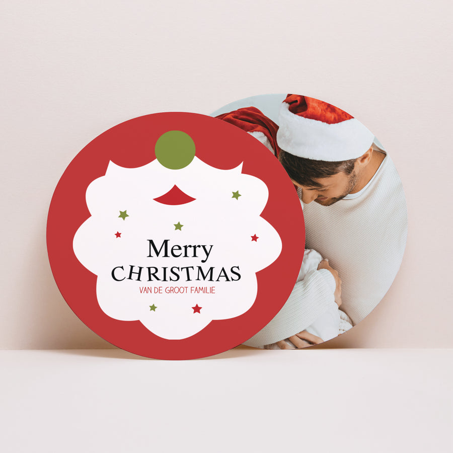 Wenskaart Eindejaar Rond Kerstmis Baard foto
