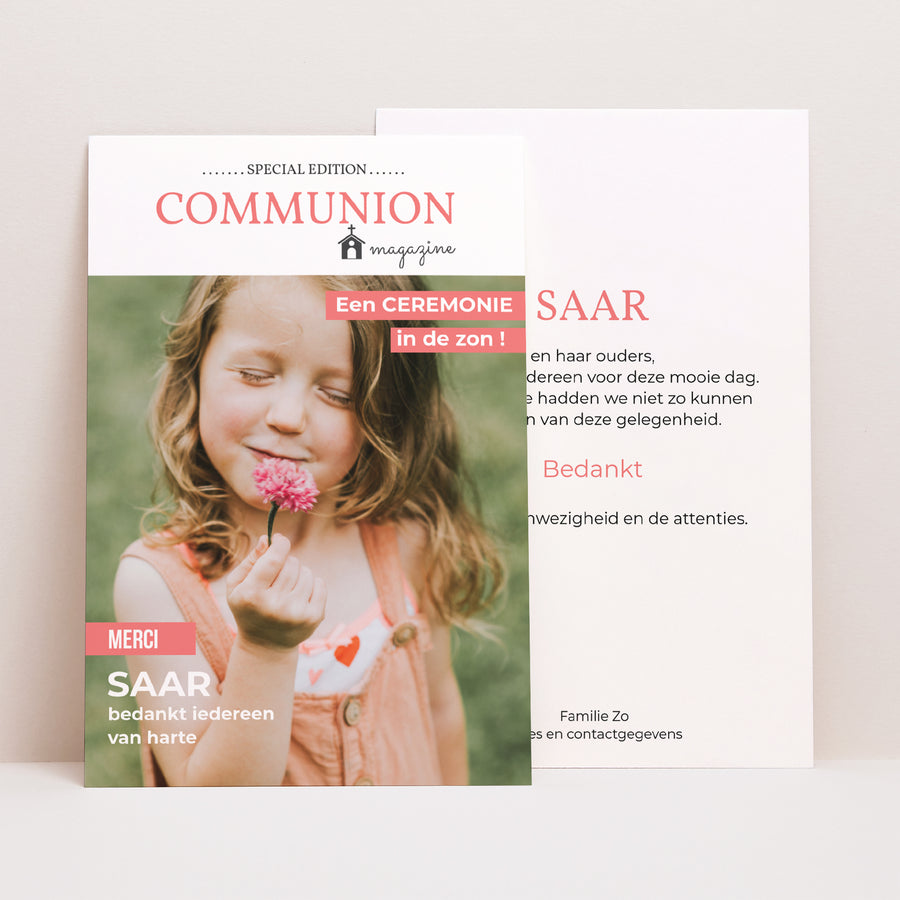 Bedankkaart Communie Portret Tijdschrift foto