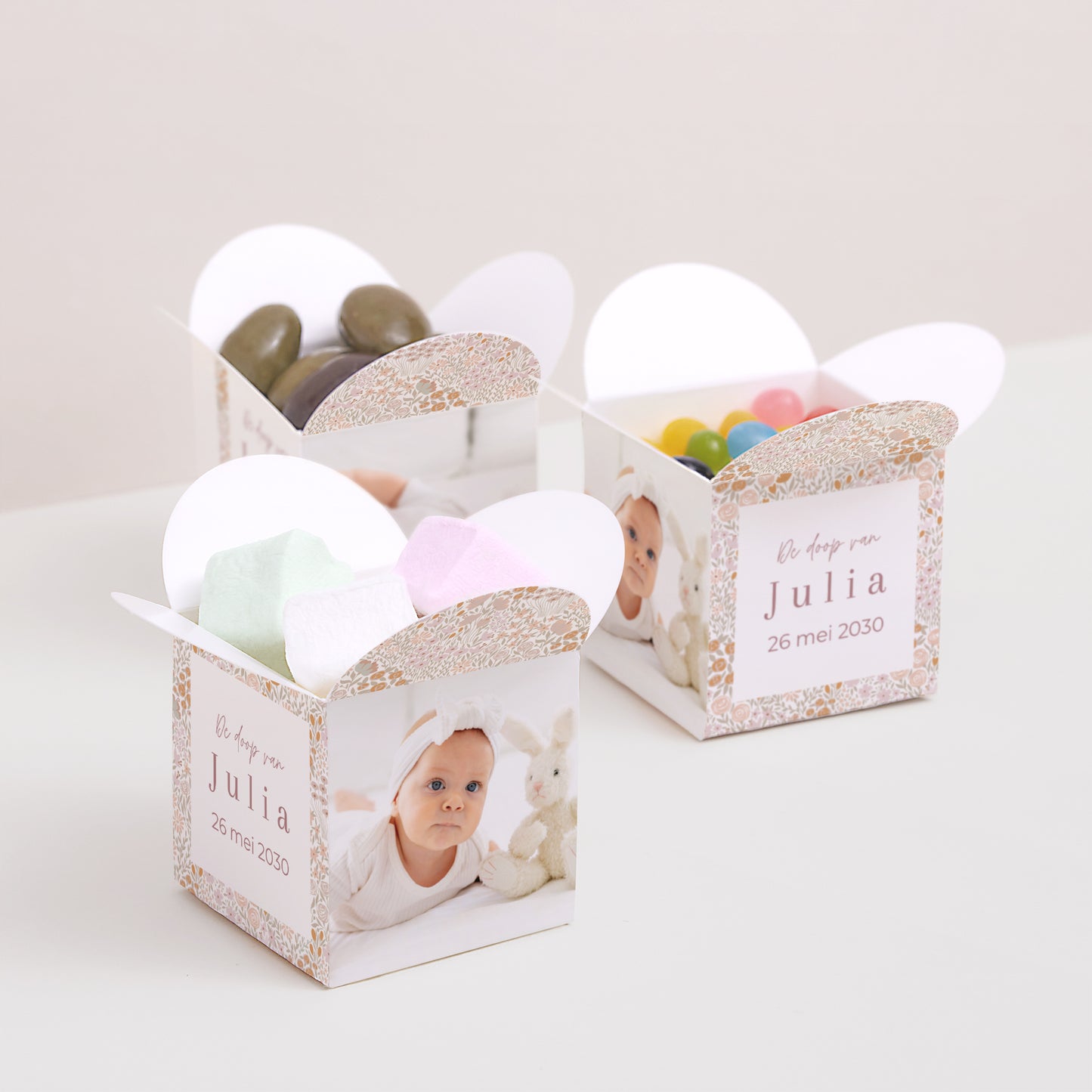 Doosje voor suikerbonen Doop Vlinderklep opening Vrijheidsroos foto N° 3