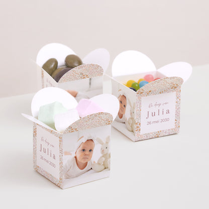 Doosje voor suikerbonen Doop Vlinderklep opening Vrijheidsroos foto N° 3