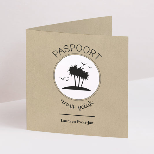Uitnodigingskaart Huwelijk Dubbel vierluik Zon paspoort foto
