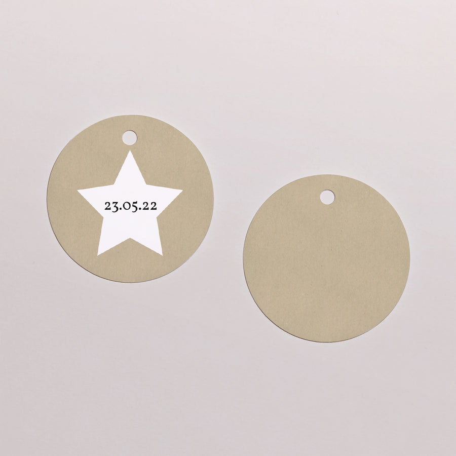 Cadeaulabel Geboorte Ronde Kraft Vintage foto