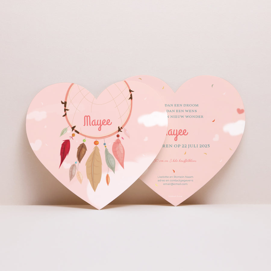 Uitnodigingskaart Geboorte Hart Dreamcatcher Hart foto