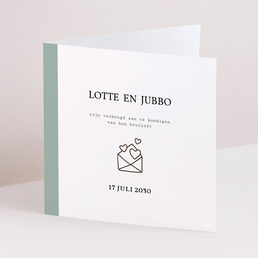 Uitnodigingskaart Huwelijk Dubbele vierkante vouw Aard Grafisch foto