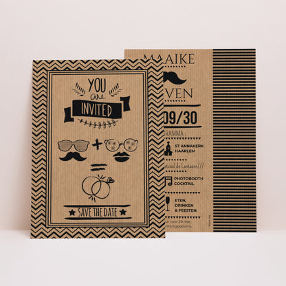 Uitnodigingskaart Huwelijk Hipsterbruiloft foto N° 1