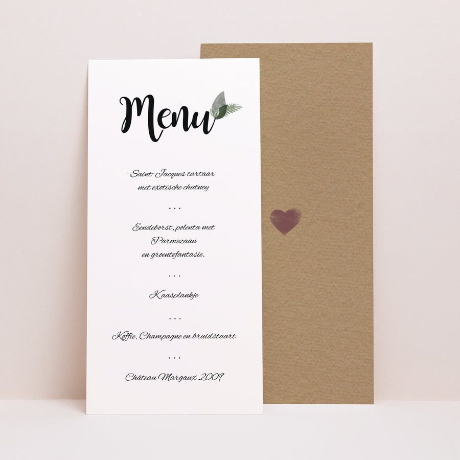 Menukaart Huwelijk Panoramisch portret Vintage bloemen foto