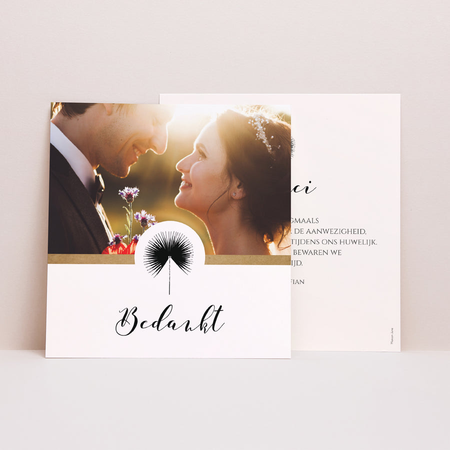 Bedankkaart Huwelijk Vierkant Liefde is leven foto