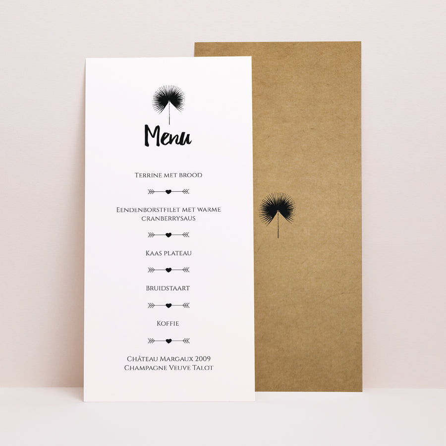 Menukaart Huwelijk Panoramisch portret Liefde is leven foto