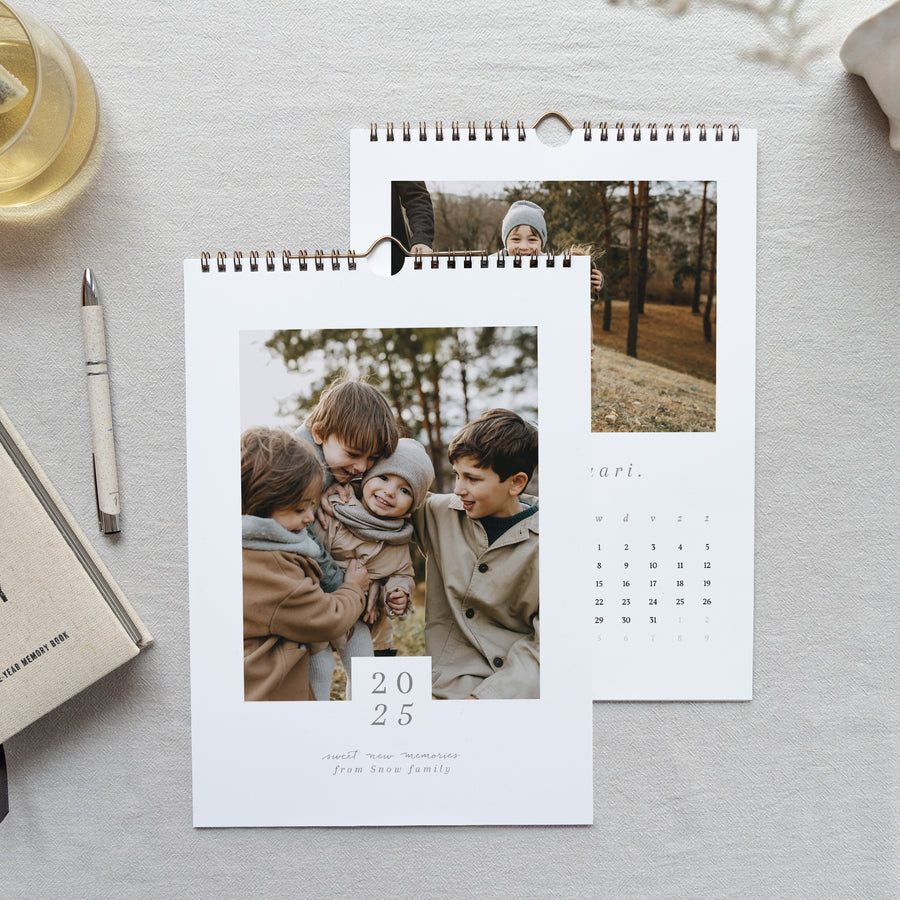 Kalender Eindejaar Muurschildering A4 klassiek wit foto