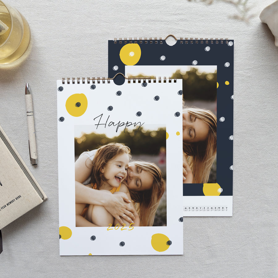 Kalender Eindejaar Muurschildering A4 Geel en zwart foto