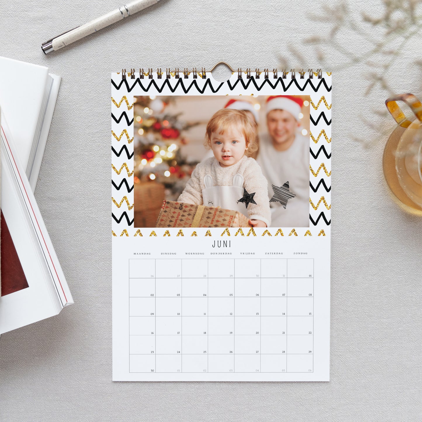 Kalender Eindejaar Muurschildering A4 Een gouden kerst foto N° 2