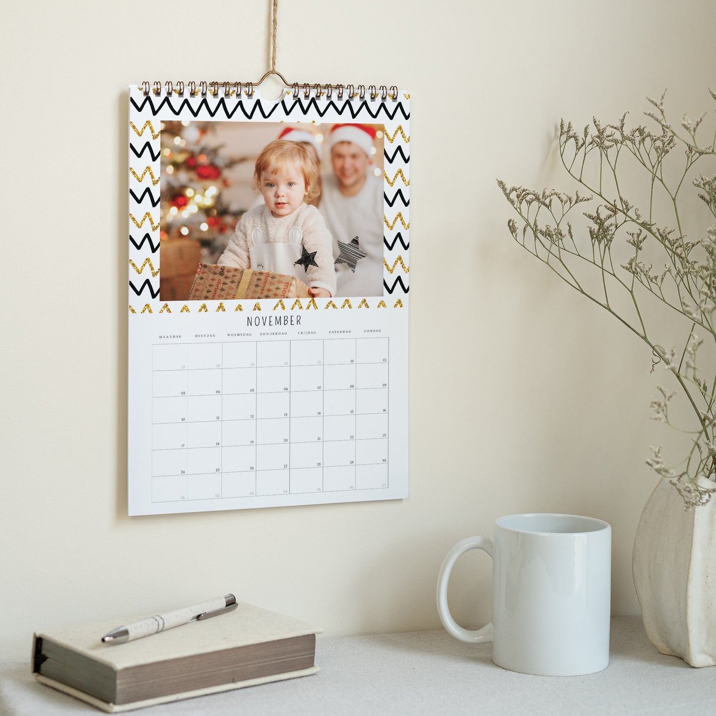 Kalender Eindejaar Muurschildering A4 Een gouden kerst foto N° 3