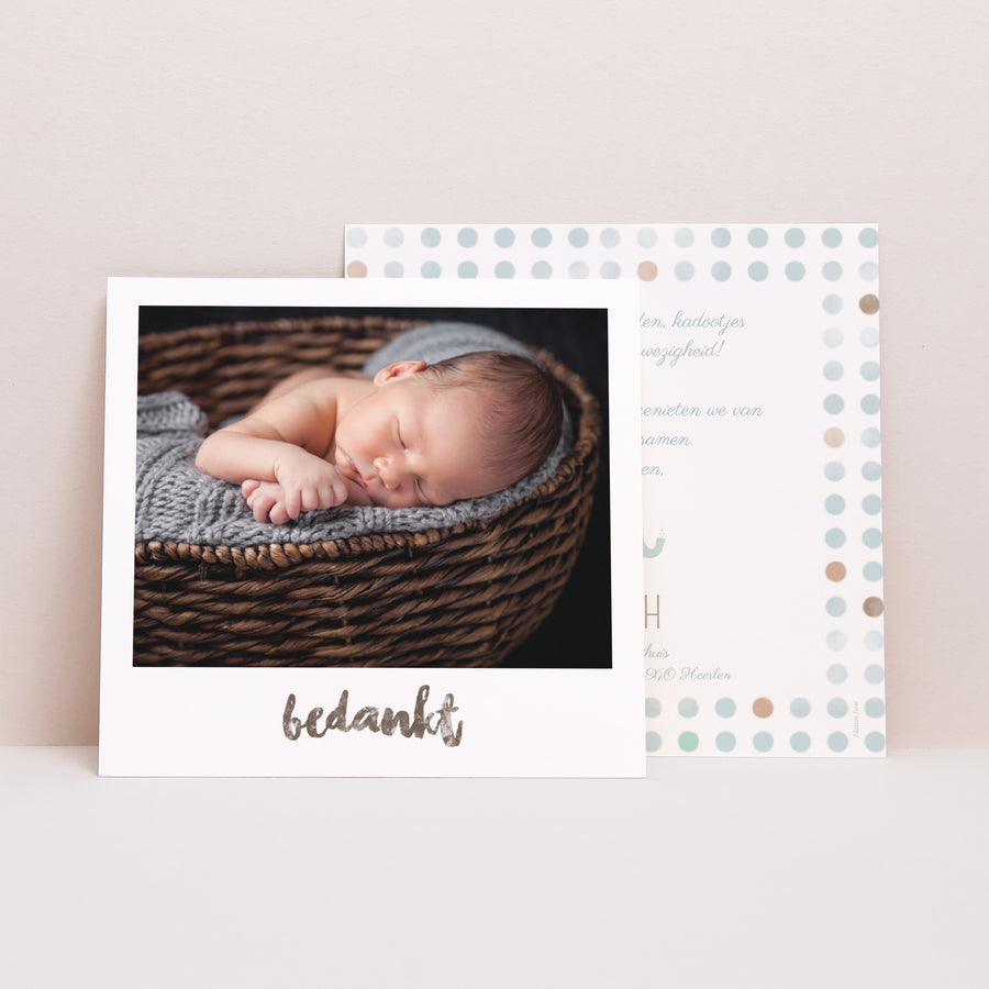 Bedankkaart Geboorte Vierkant Olifantenduo foto