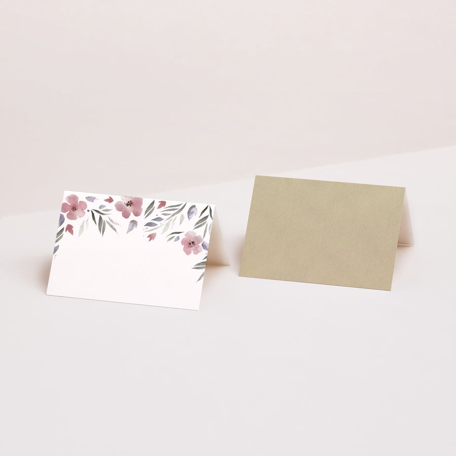 Naamkaartjes Huwelijk 2 luiken Romantische bloemen foto
