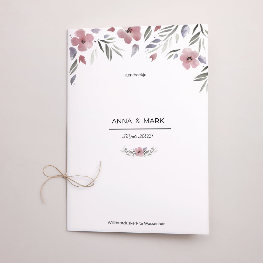 Kerkboekje Huwelijk Dubbele deur Romantische bloemen foto