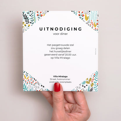 Uitnodigingen Huwelijk Vierkant Wilde weide foto N° 2