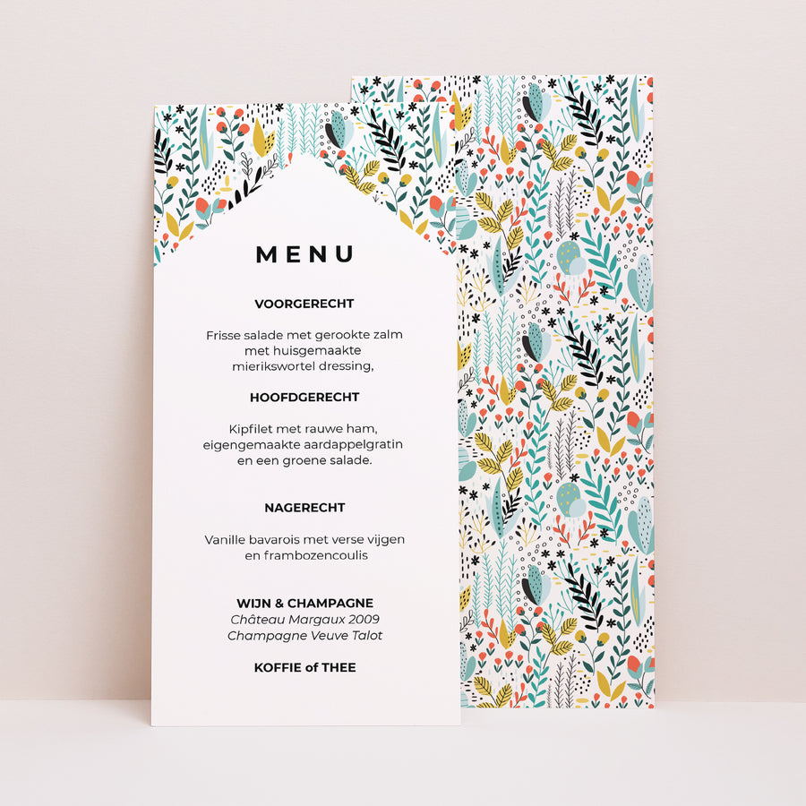 Menukaart Huwelijk Panoramisch portret Wilde weide foto