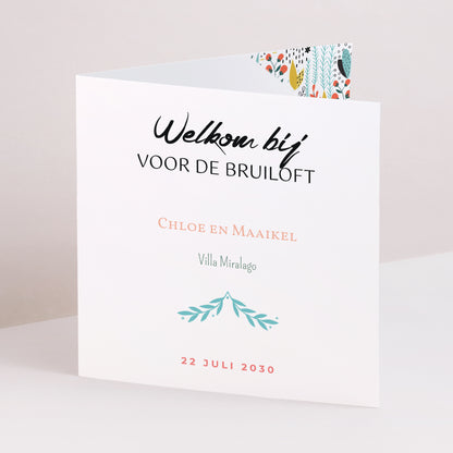 Uitnodigingskaart Huwelijk Dubbele vierkante vouw Wilde weide foto N° 1