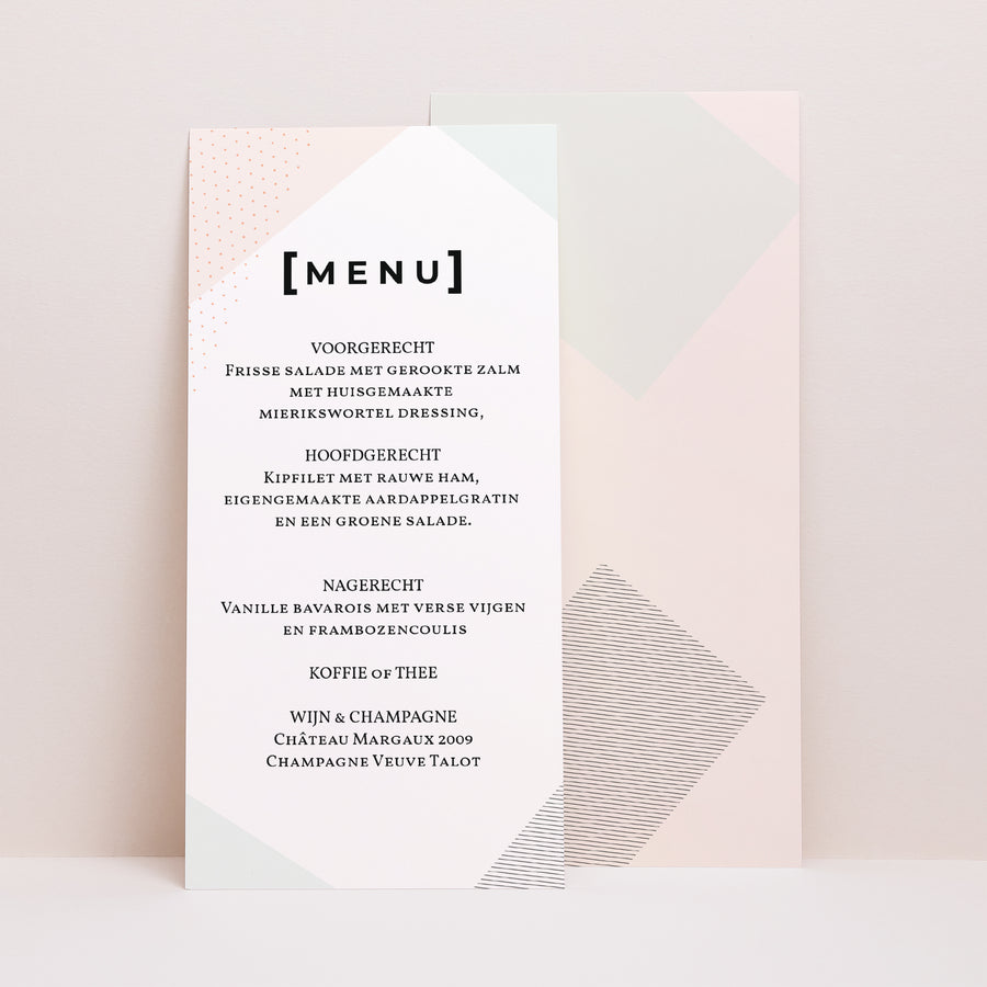 Menukaart Huwelijk Panoramisch portret Kubistische stijl foto