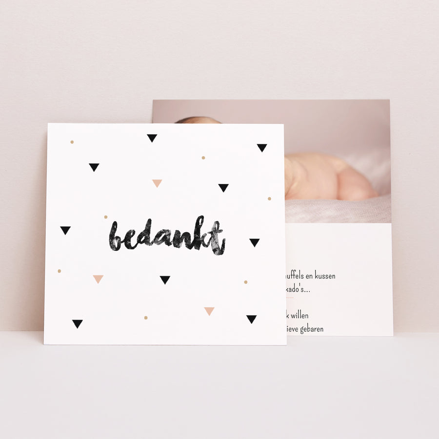 Bedankkaart Geboorte Vierkant Zoete Origami foto