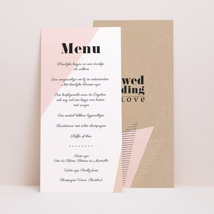 Menukaart Huwelijk Panoramisch portret Geometrisch foto