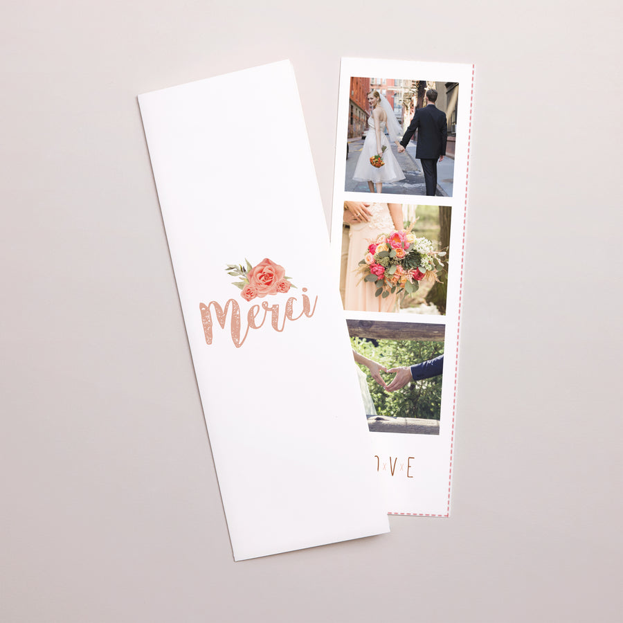 Bedankkaart Huwelijk Fotocabine bladwijzer Roos Chic & Bois foto