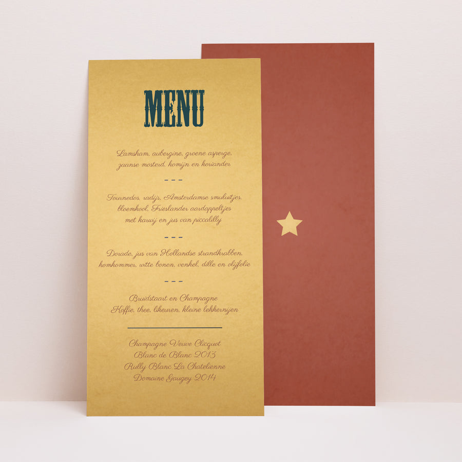 Menukaart Huwelijk Panoramisch portret Kermis foto