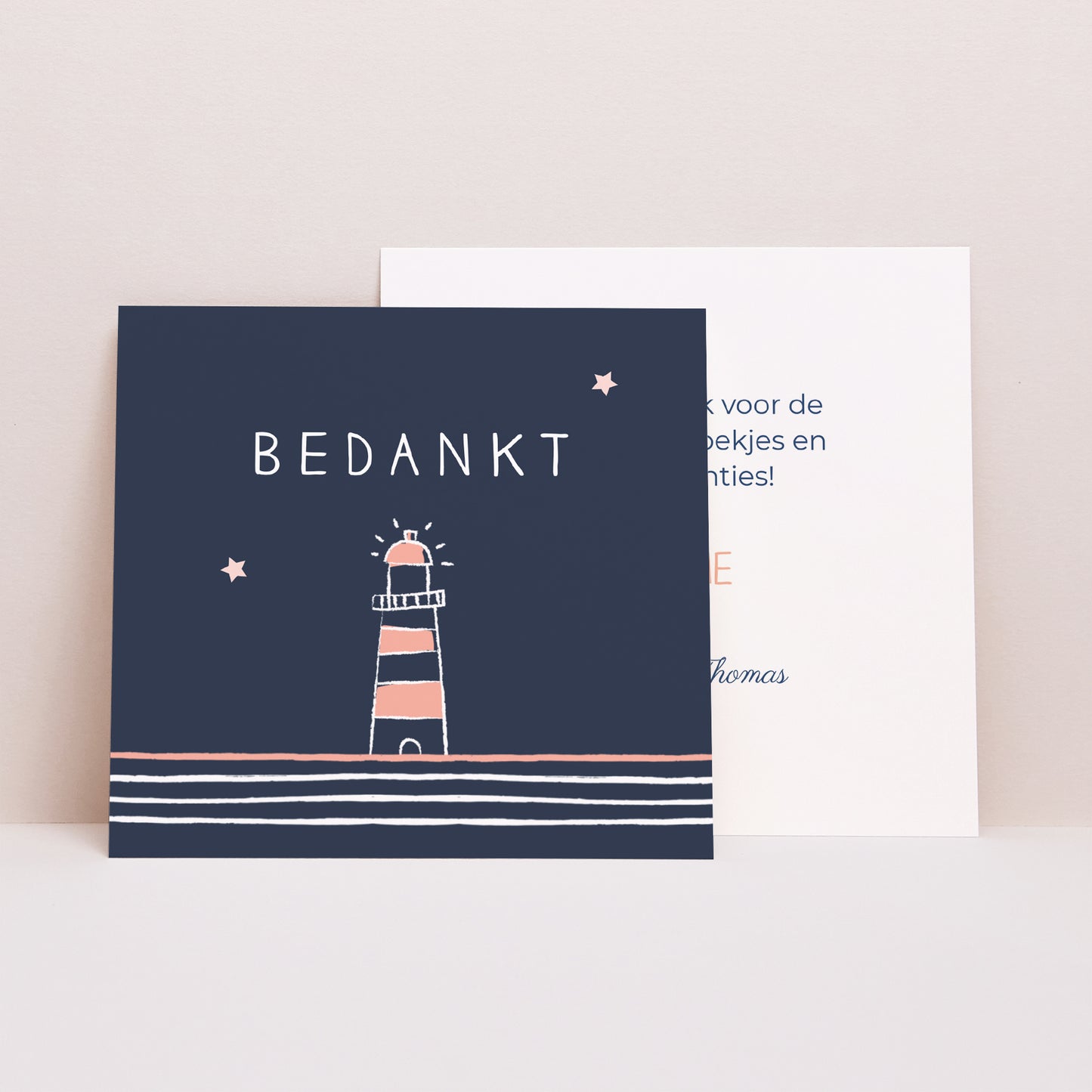 Bedankkaart Geboorte Vierkant Zoetwater zeiler foto N° 1