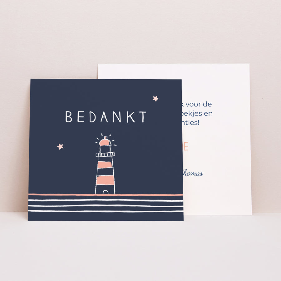 Bedankkaart Geboorte Vierkant Zoetwater zeiler foto