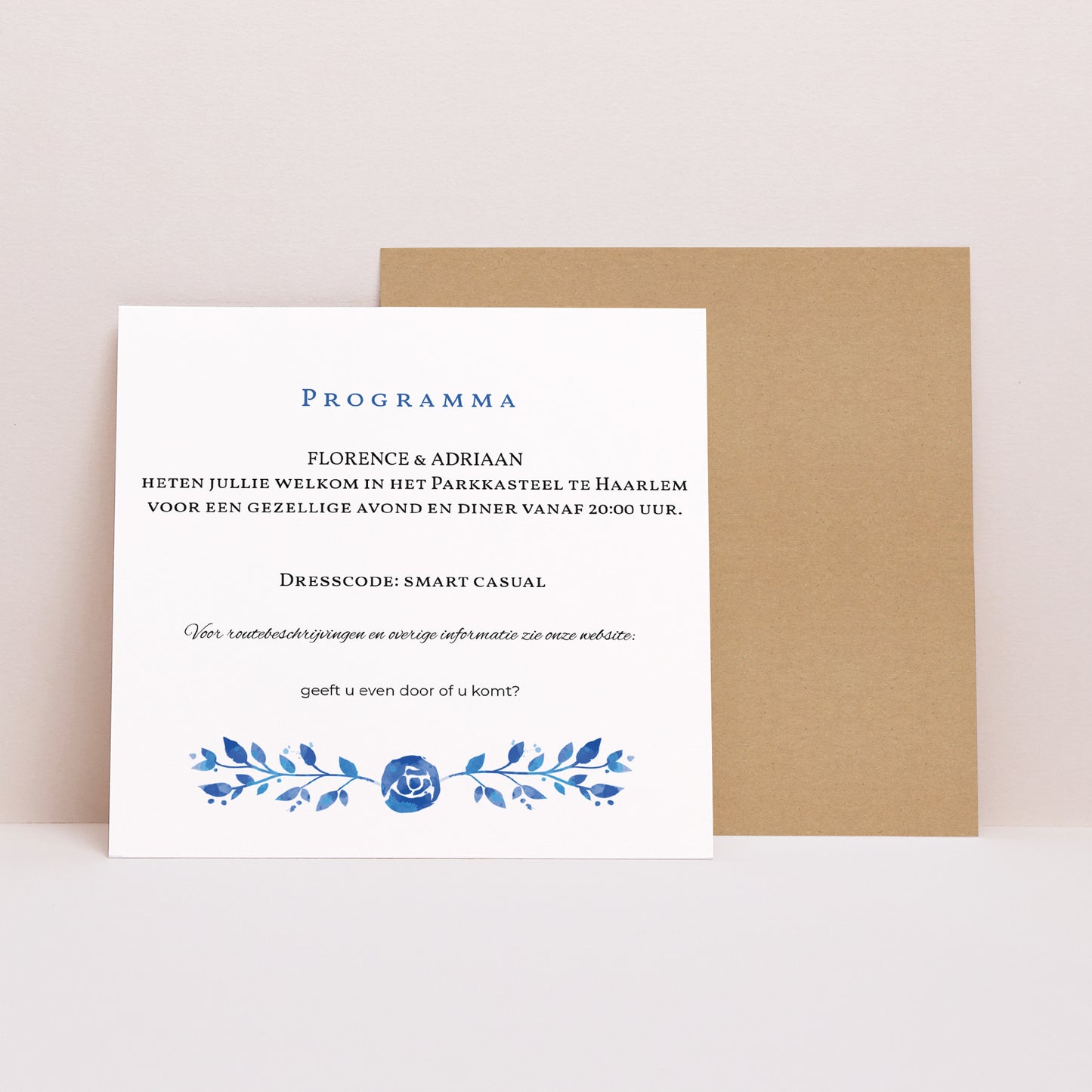 Uitnodigingen Huwelijk Vierkant Zomerblauw foto N° 1