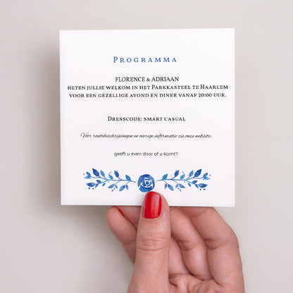 Uitnodigingen Huwelijk Vierkant Zomerblauw foto N° 2