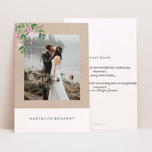 Bedankkaart Huwelijk Portret Natuurfeest foto