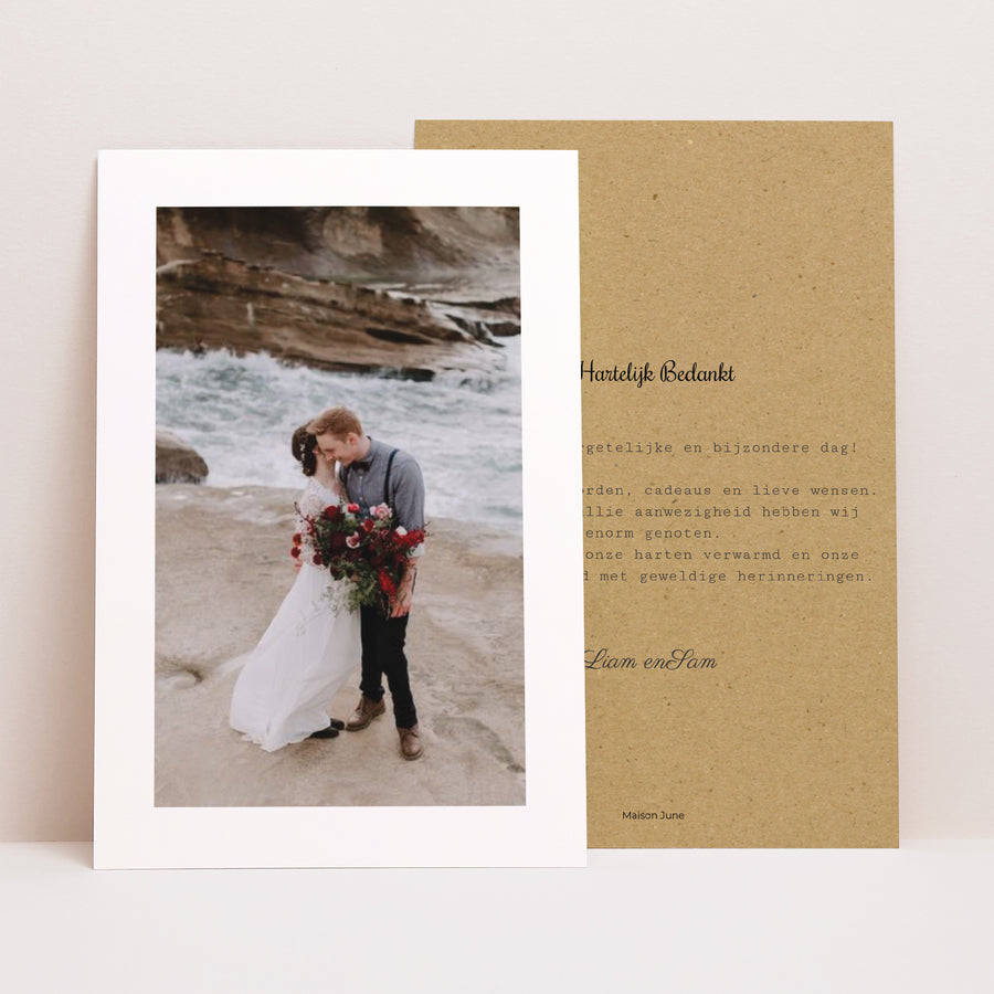 Bedankkaart Huwelijk Portret Eigenschappen & Kraft foto