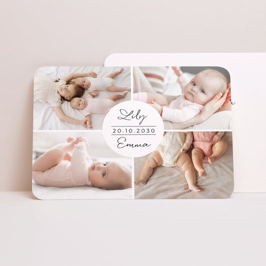 Uitnodigingskaart Geboorte Landschap, afgeronde randen Rozenmanie foto