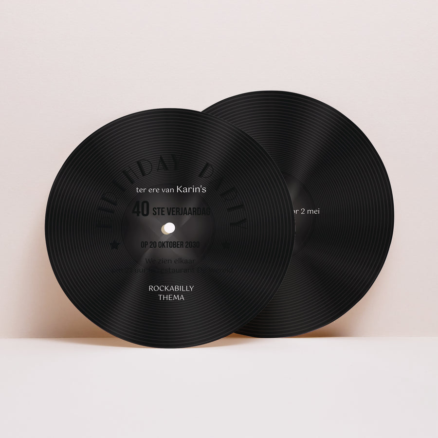 Uitnodigingen Verjaardag Volwassene Rond 45T Vinyl foto
